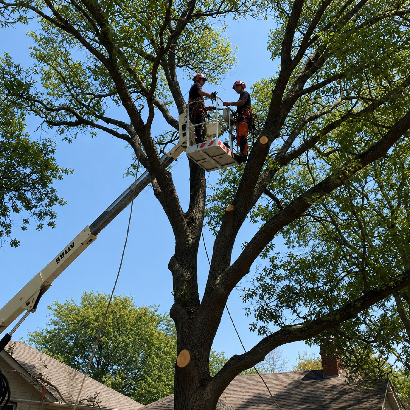 Travaux d'arboriculture en cours par l'équipe N3S